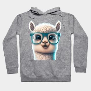 Clever cute cartoon - Lama,Alpaka with glasses Hoodie